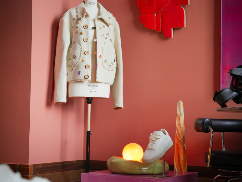 Close up Shot of Design Elements by Filling Pieces, caputering their clothes on a manquine.