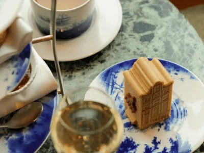 Selection of Sweets and glass of champagne